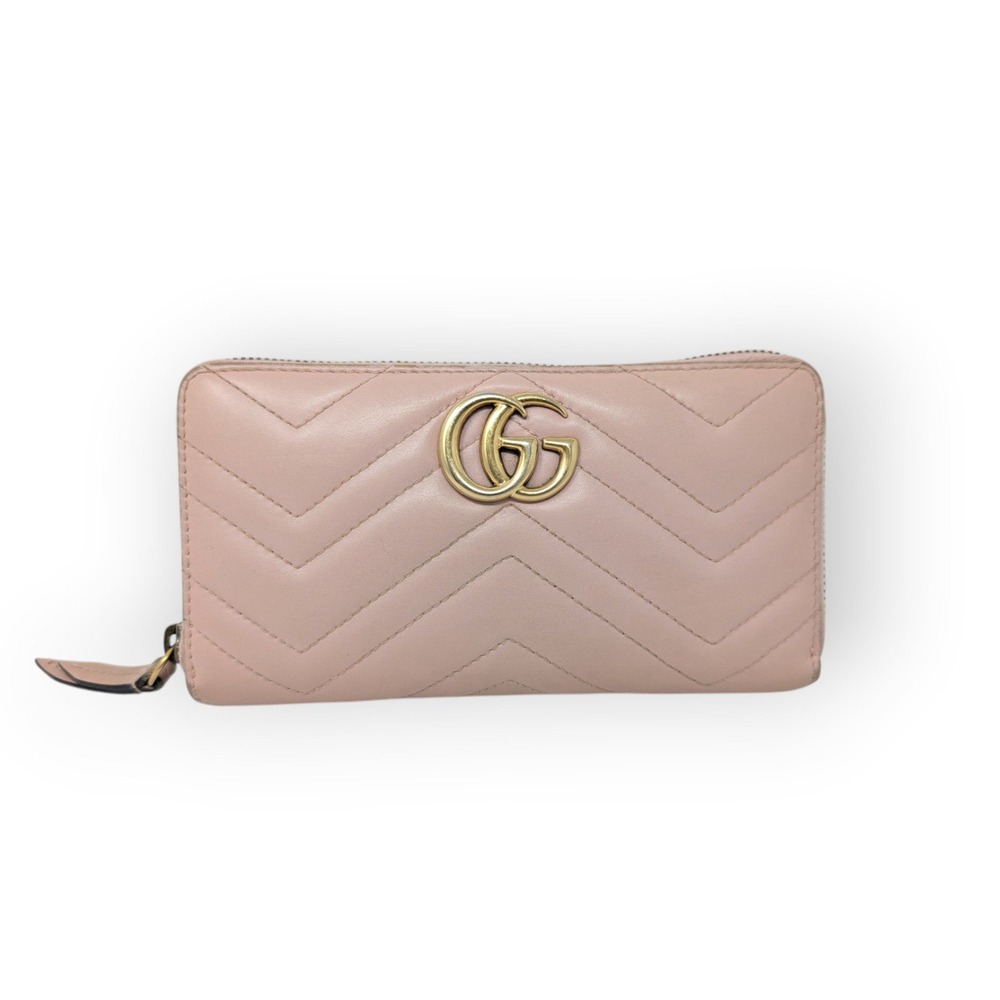 Gucci GG Marmont 443123 Dusty Pink Matelassé Leather Zip Around Wallet - Picture 10 of 10